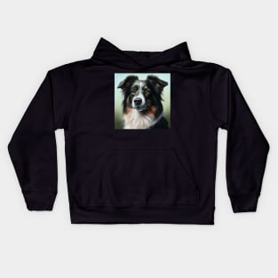 Border Collie Art | Black Tri Colour Kids Hoodie